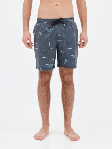 BASEHIT MEN'S RECYCLED PRINTED 17" VOLLEY SHORTS