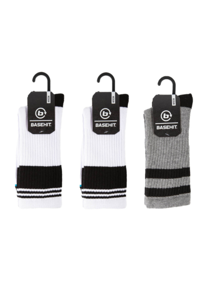 BASEHIT CUSHIONED CREW SOCKS 3 PAIR PACK