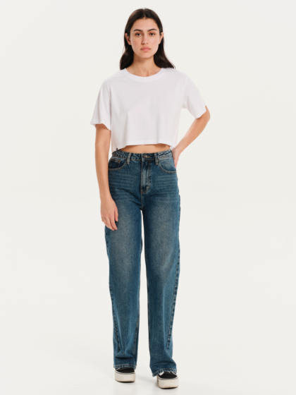 BASEHIT ΓΥΝΑΙΚΕΙΟ ΜΟΝΟΧΡΩΜΟ CROP T-SHIRT