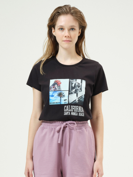 BASEHIT “CALIFORNIA SANTA MONICA BEACH“ ΚΟΝΤΟΜΑΝΙΚΟ ΓΥΝΑΙΚΕΙΟ T-SHIRT